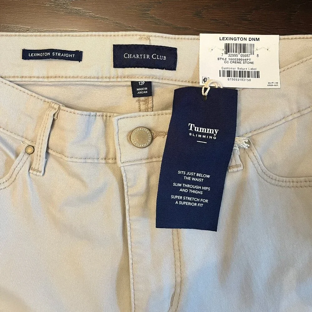CHARTER CLUB LEXINGTON STRAIGHT Straight Leg Tummy Slimming Jeans Size 12P